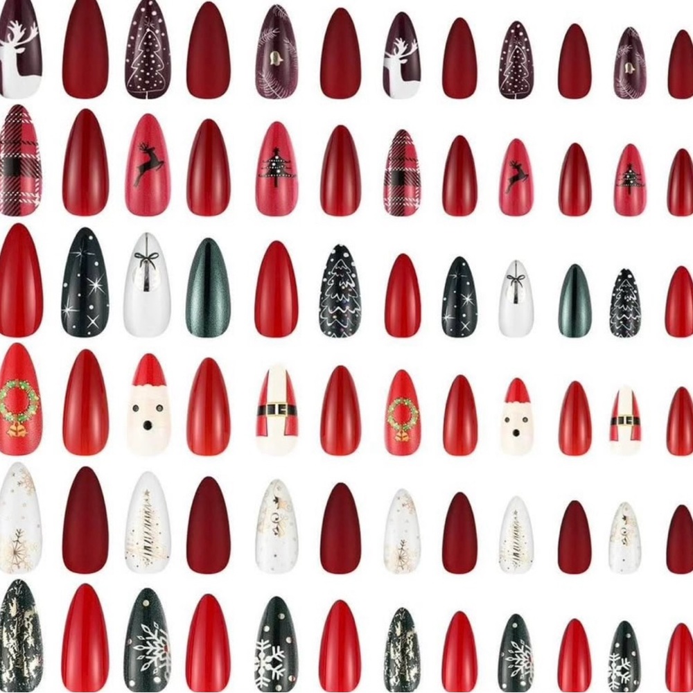 Festive Red and White Christmas Nail Set